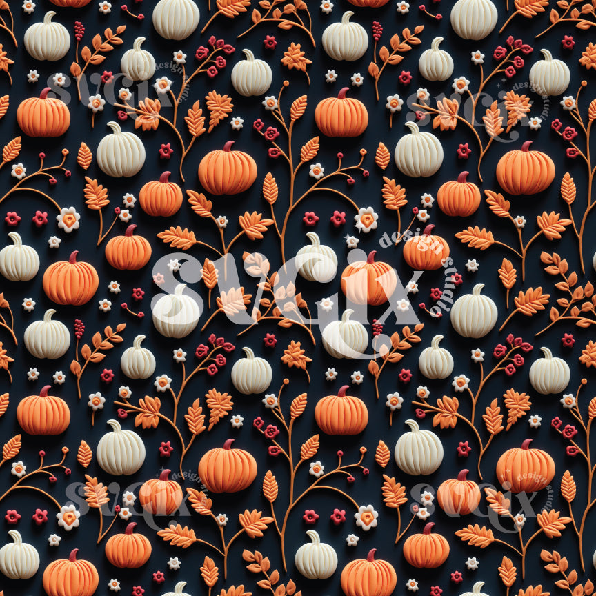3D Pumpkins III Seamless Pattern
