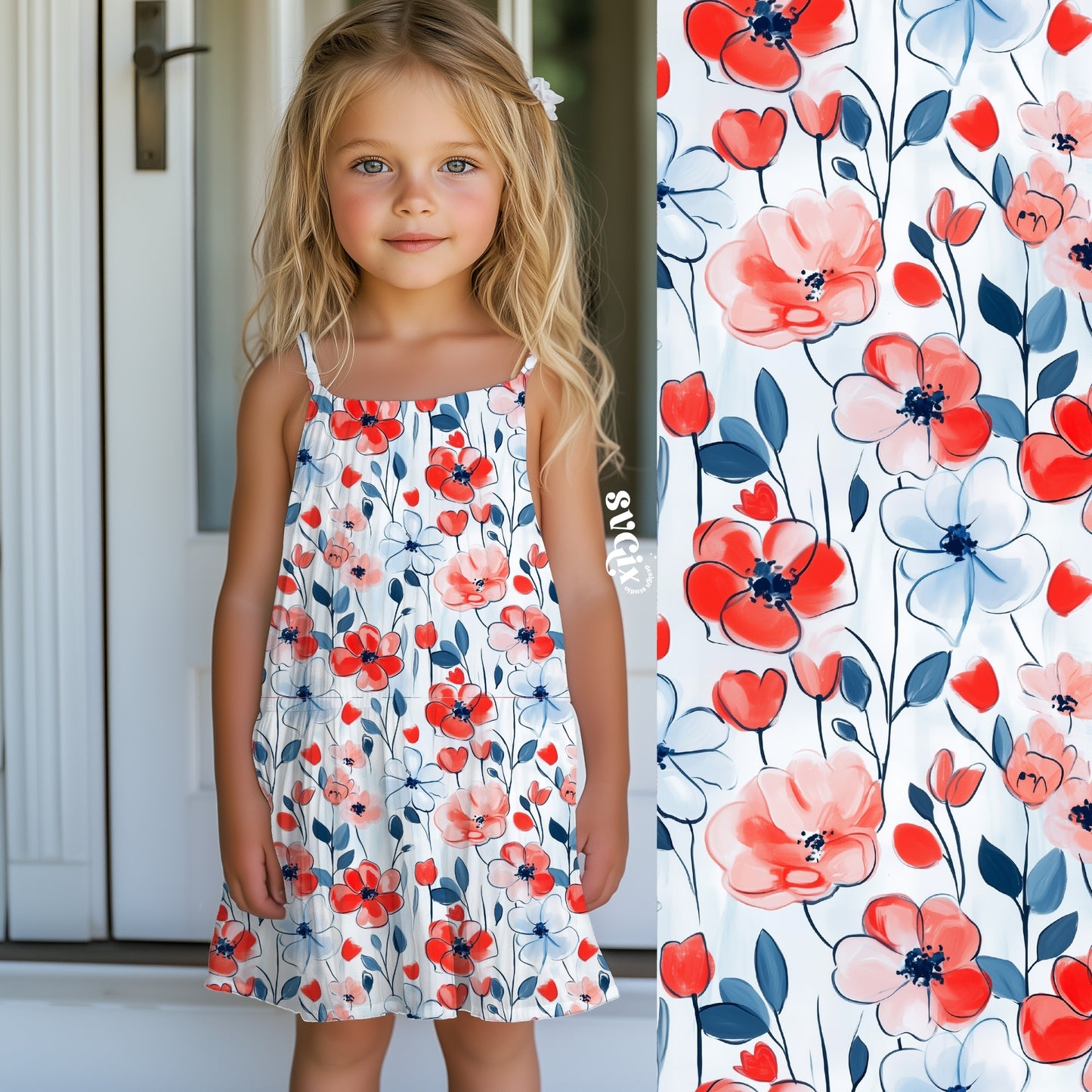 4 of July Watercolor Floral Seamless
