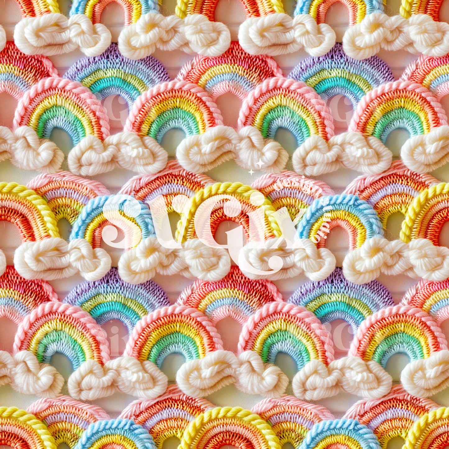 3d Embroidered Rainbows Seamless Pattern