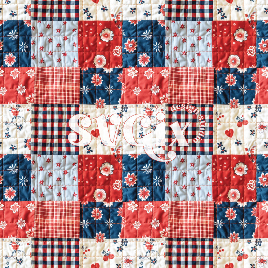 4th of July Patchwork Seamless Pattern