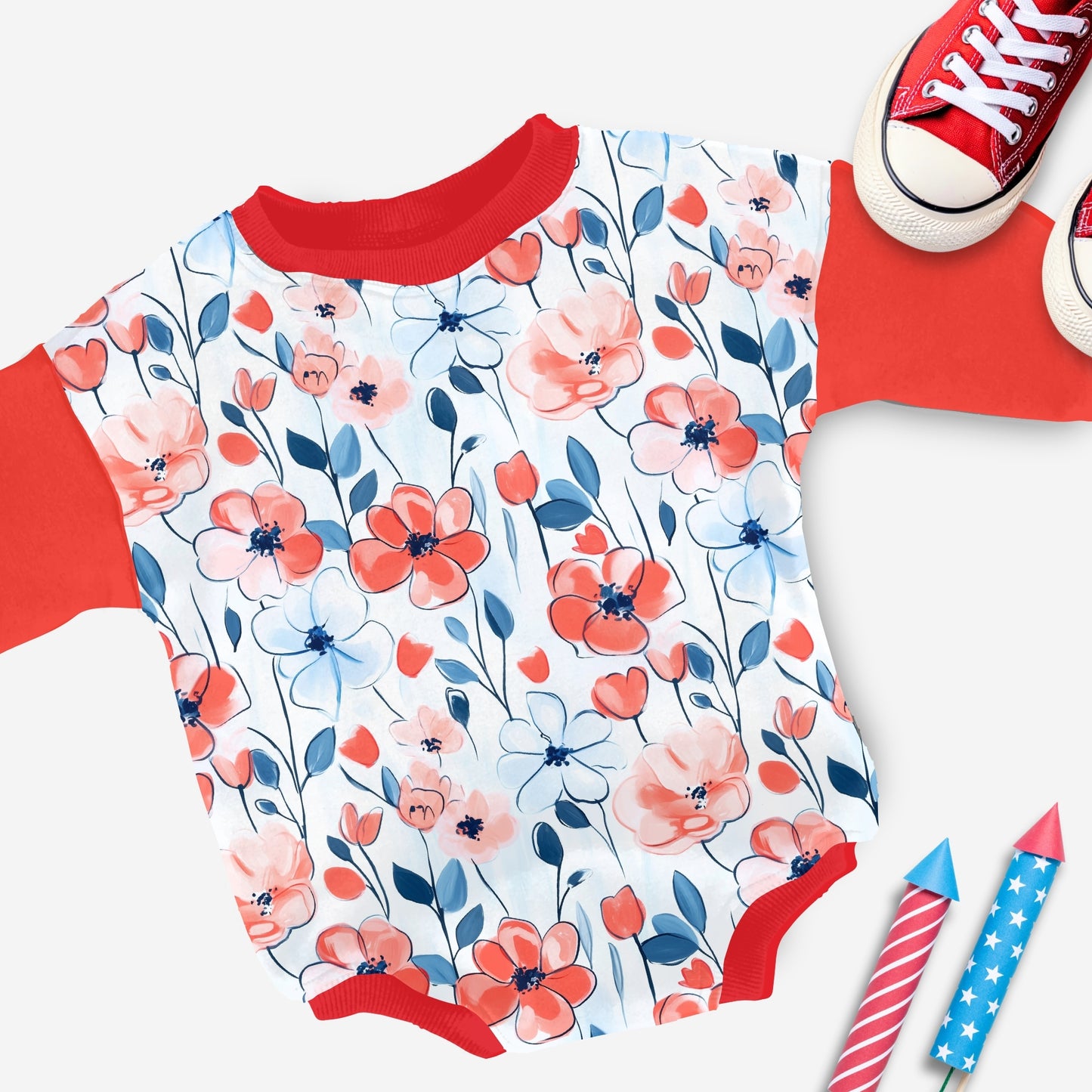 4 of July Watercolor Floral Seamless