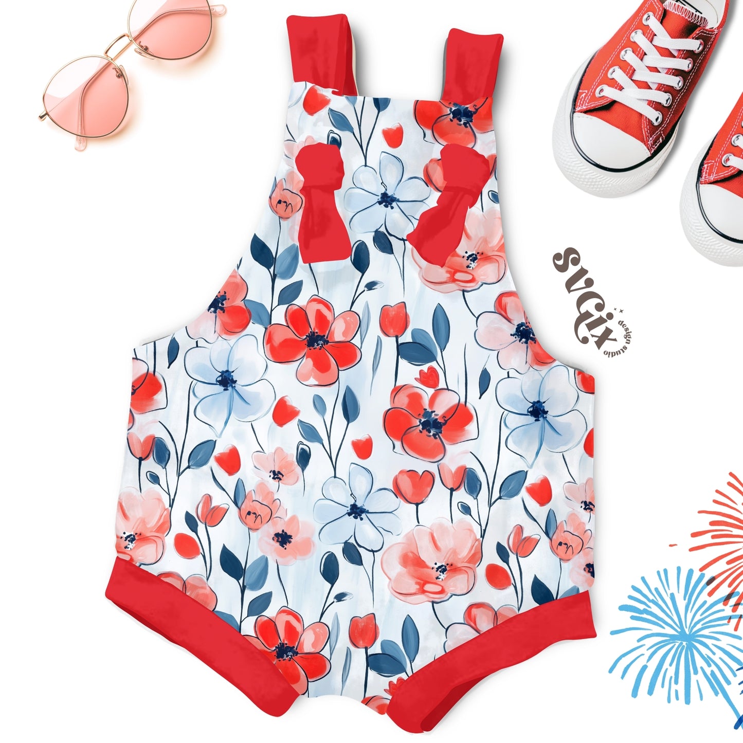 4 of July Watercolor Floral Seamless