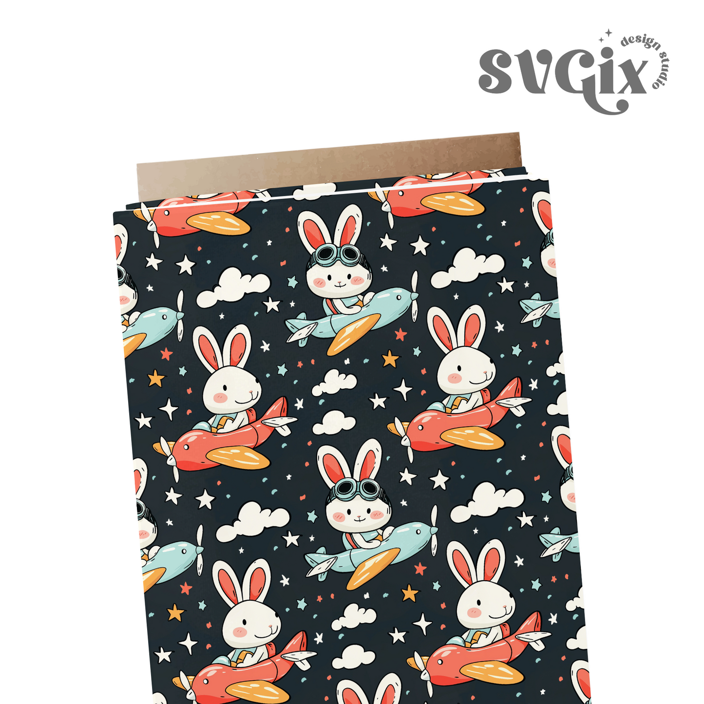 Airplane Bunnies Seamless Pattern