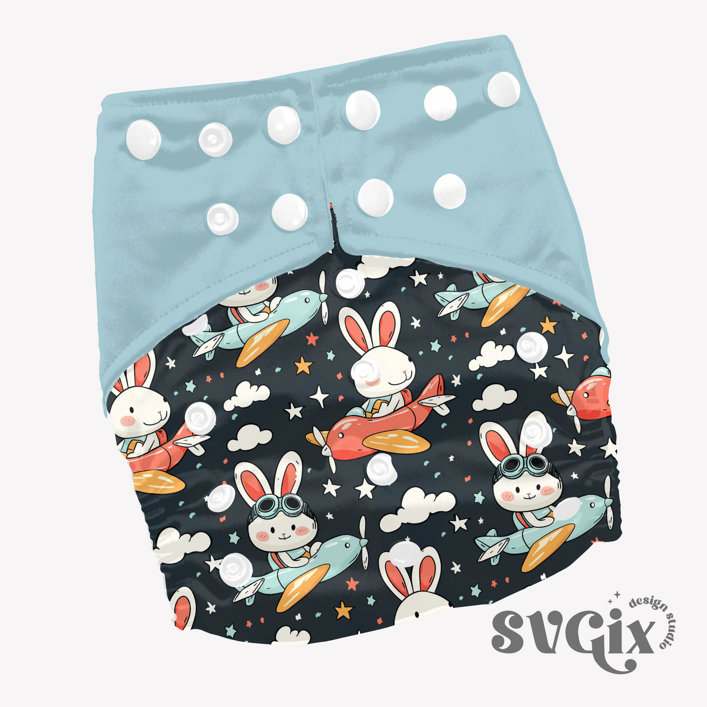 Airplane Bunnies Seamless Pattern