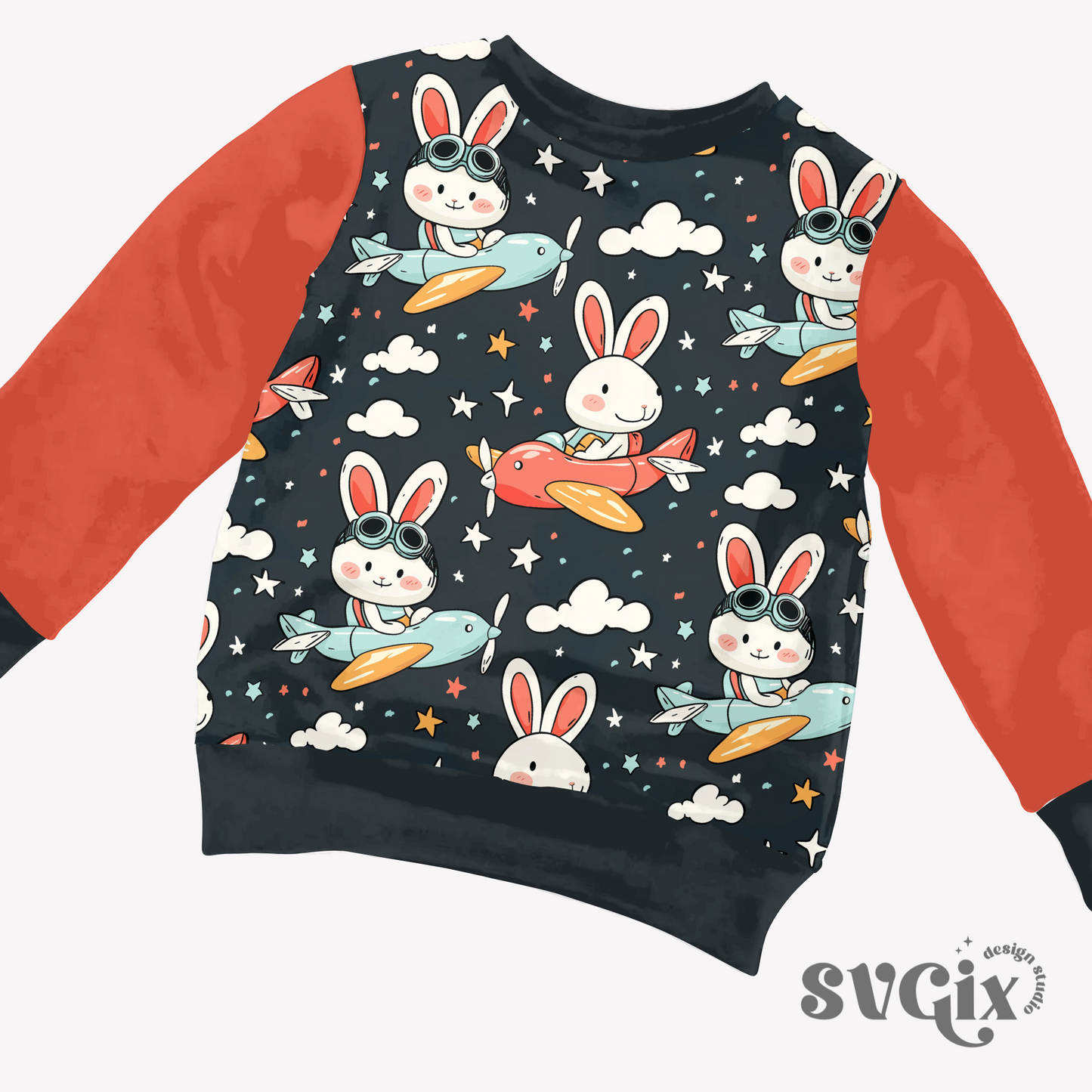 Airplane Bunnies Seamless Pattern