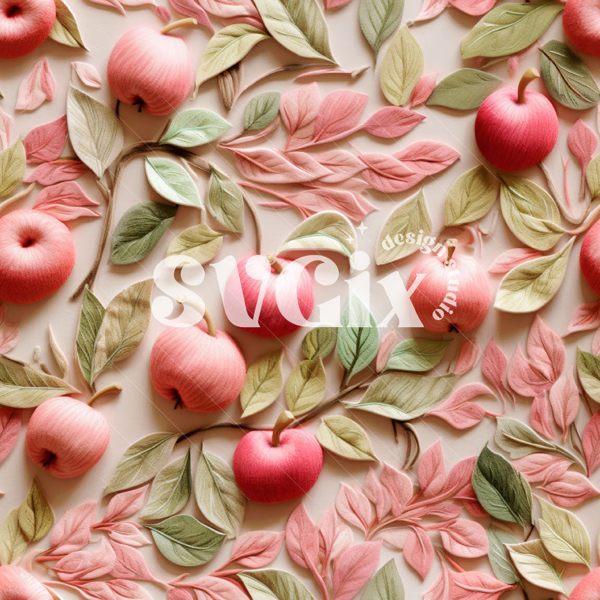 Apples Felt Embroidery Seamless Pattern