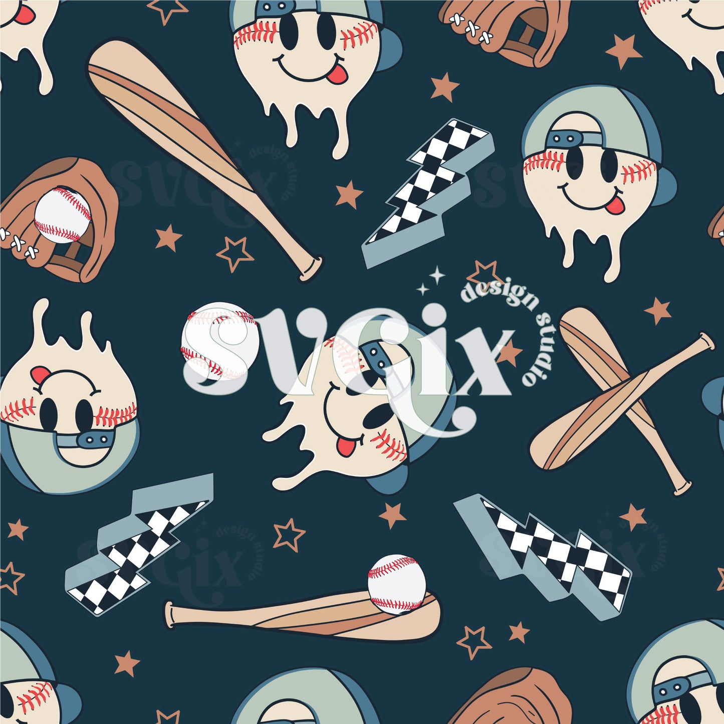 Baseball Boy Seamless Pattern