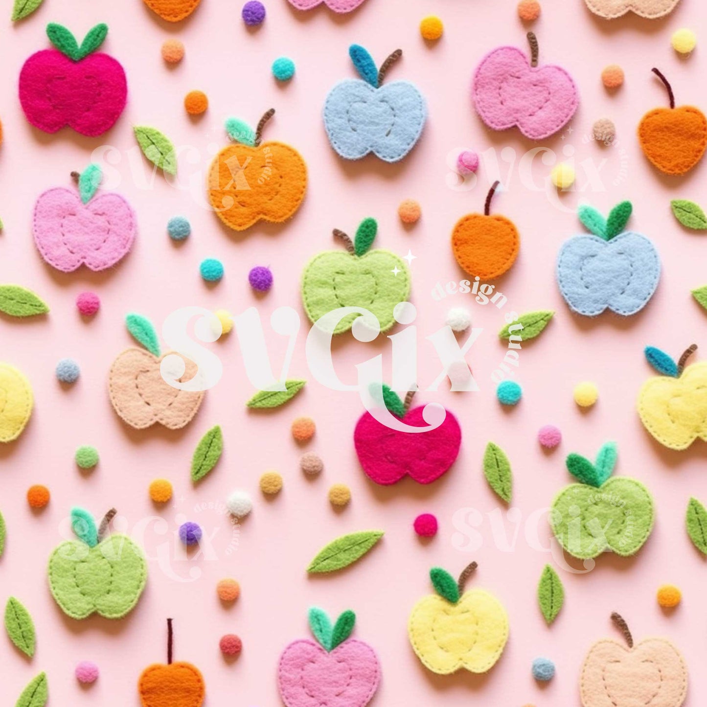 Back to School Apples Seamless Pattern