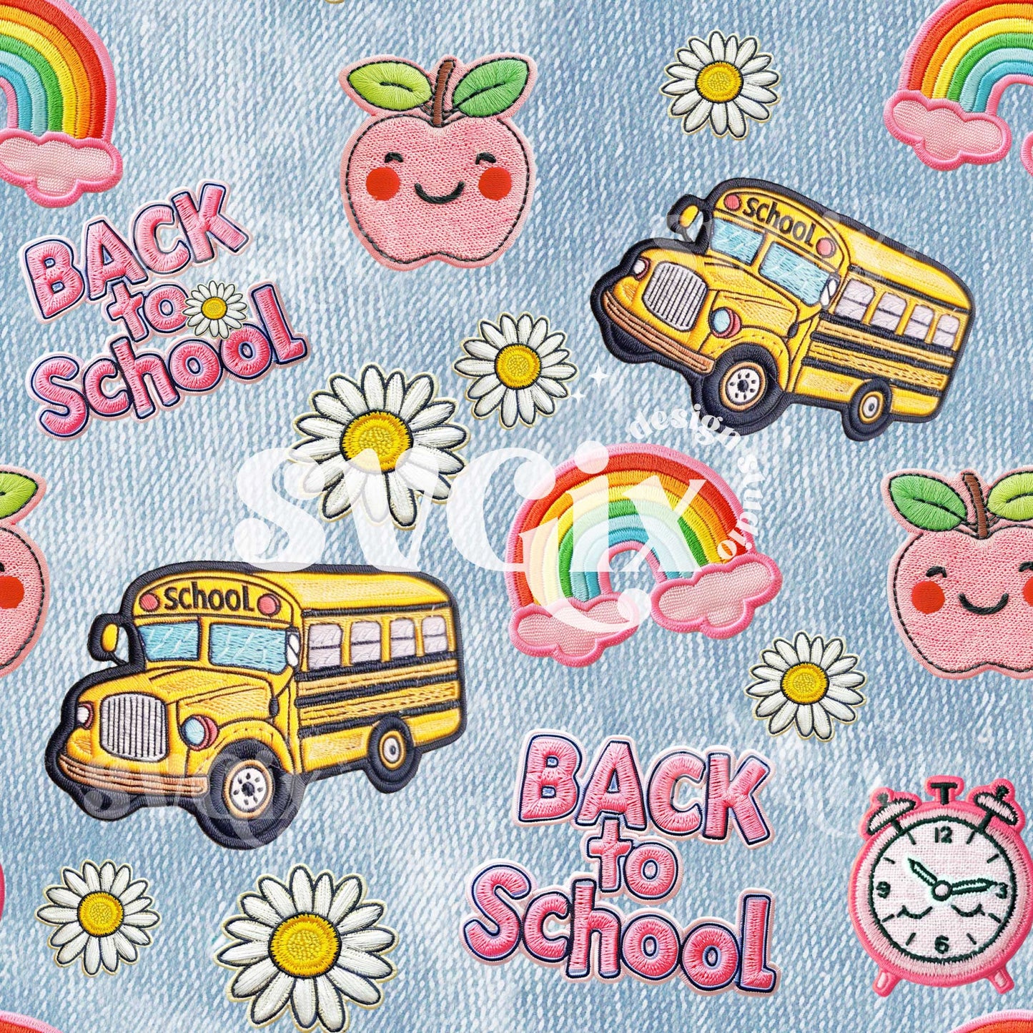 Back to School Girls Seamless Pattern