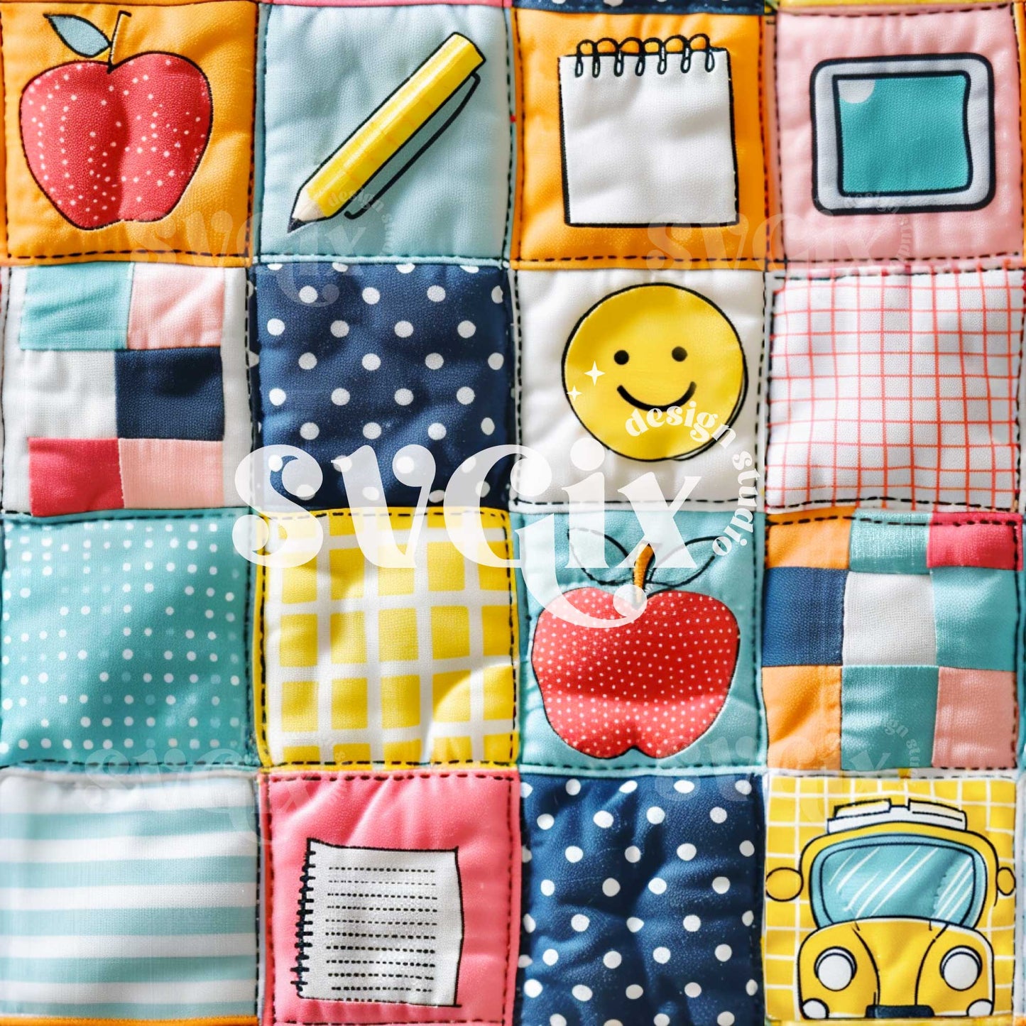 School Bus Seamless Pattern