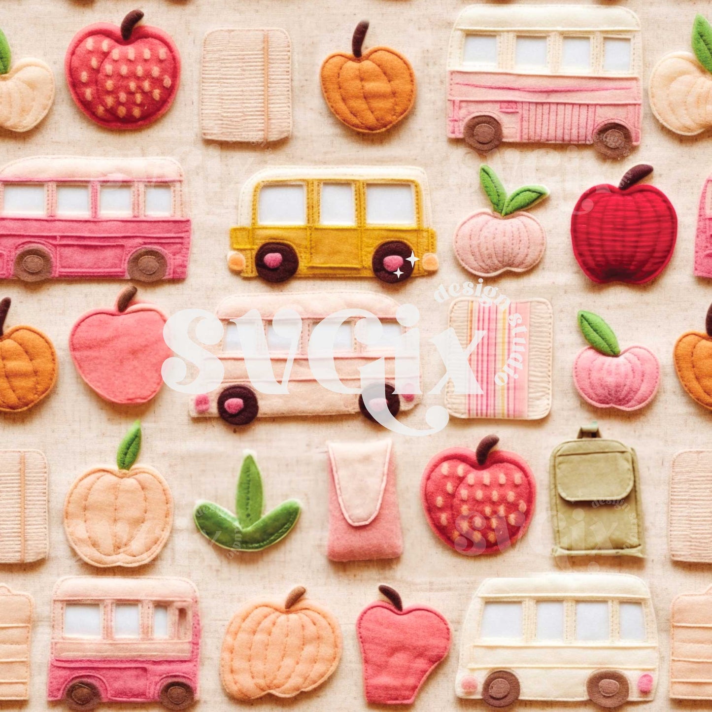 Boho Back to School Seamless Pattern