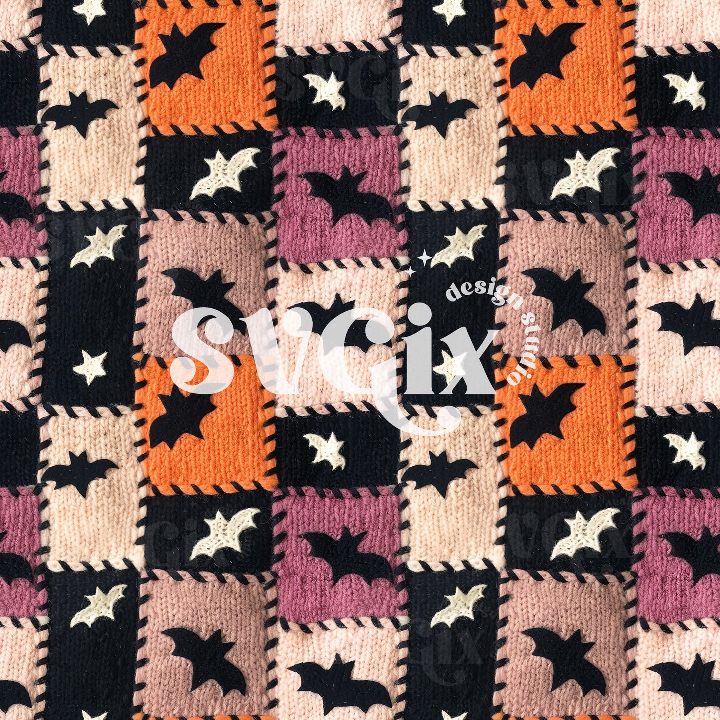 Bats Knit Patchwork Seamless Patten