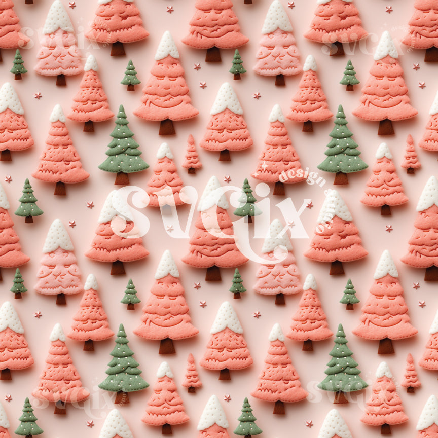 Blush Christmas Trees Seamless Pattern
