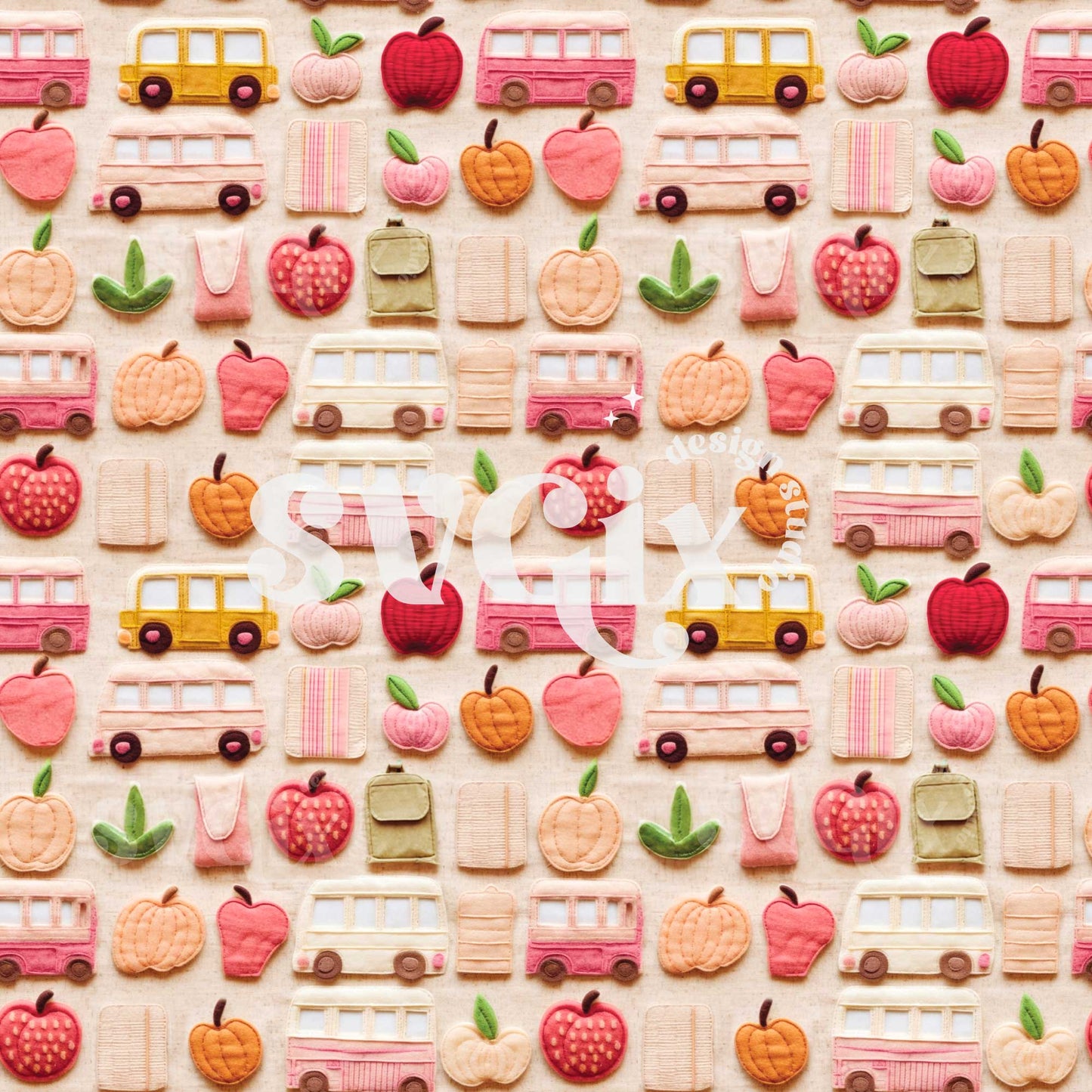 Boho Back to School Seamless Pattern