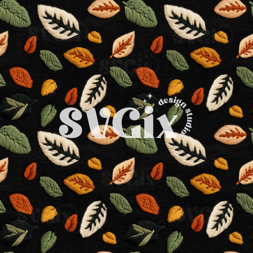 Boho Fall Leaves Seamless Pattern