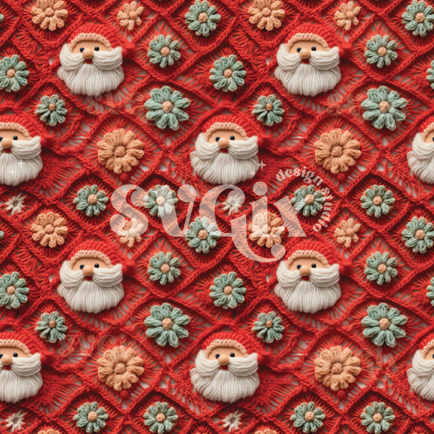 Boho Knit Santas Seamless Pattern