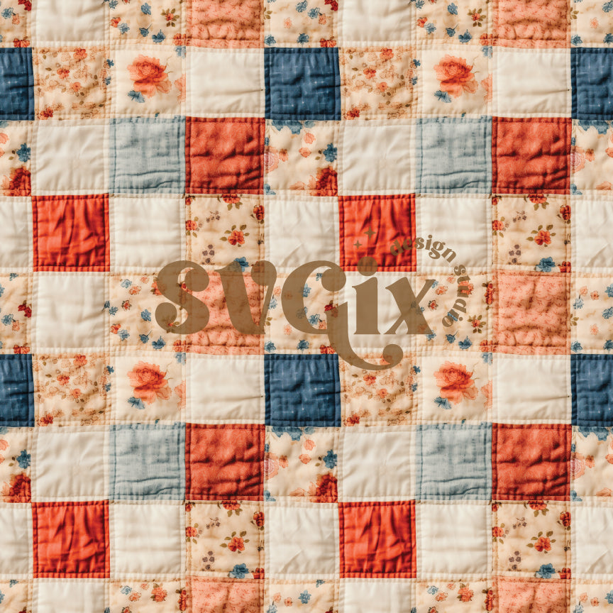 Boho Muted Patchwork Quilt Seamless Pattern