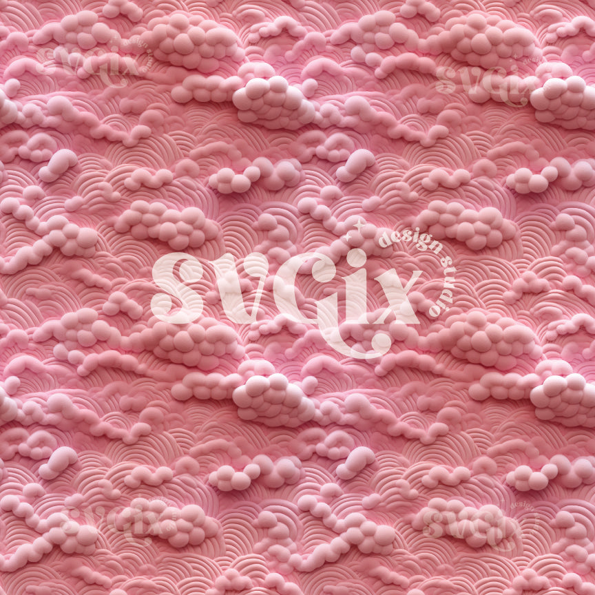 Boho Pink Rainbows and Clouds Seamless Pattern