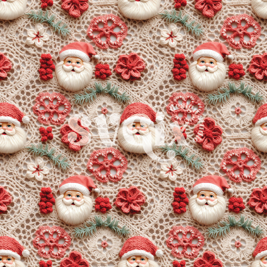 Boho Santas Crochet Seamless Pattern