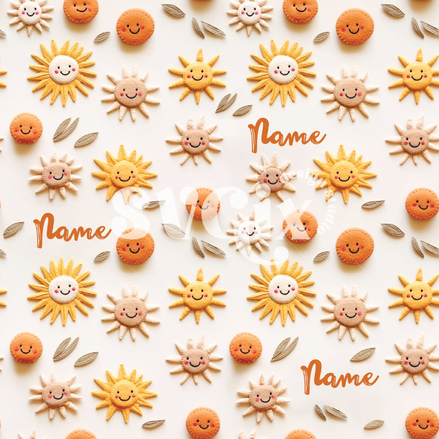 Boho Sun Editable Name Seamless Pattern