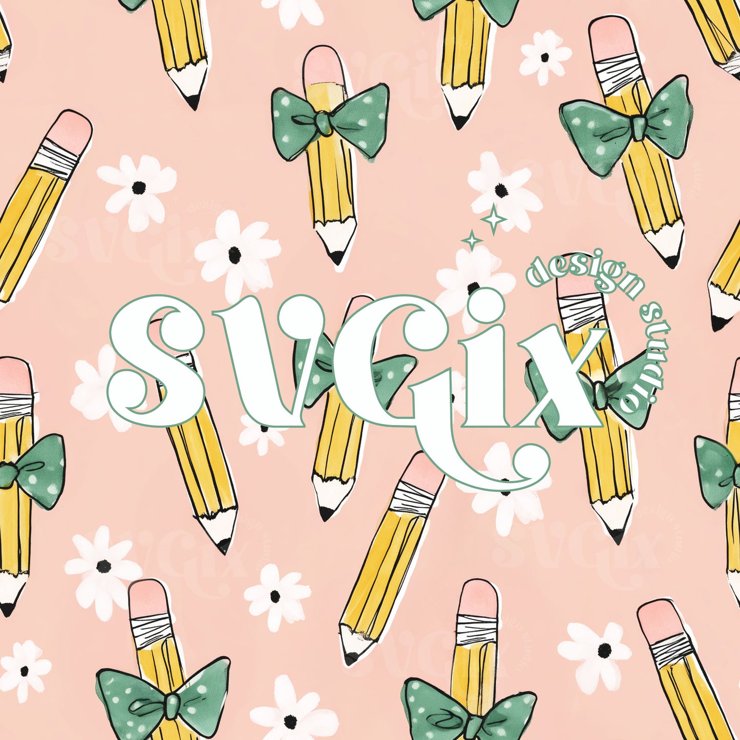 Bow Pencils Seamless Pattern