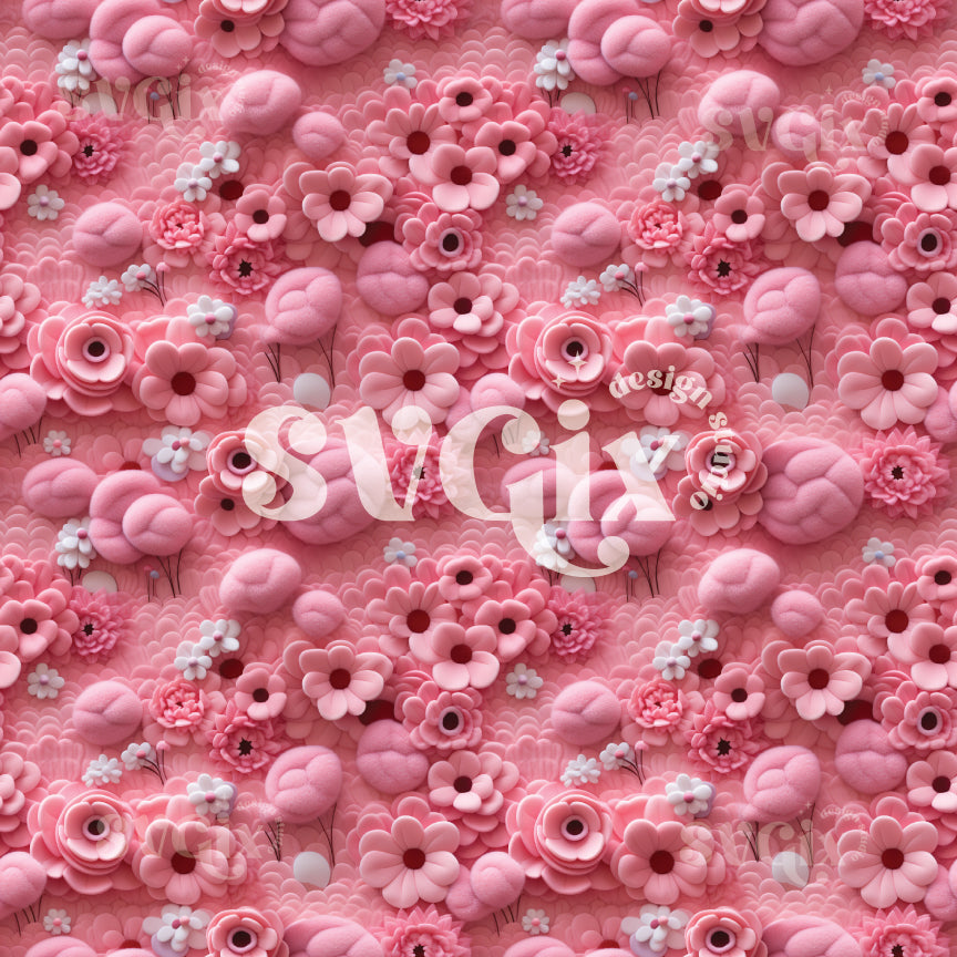Candy Floss Flowers Seamless Pattern