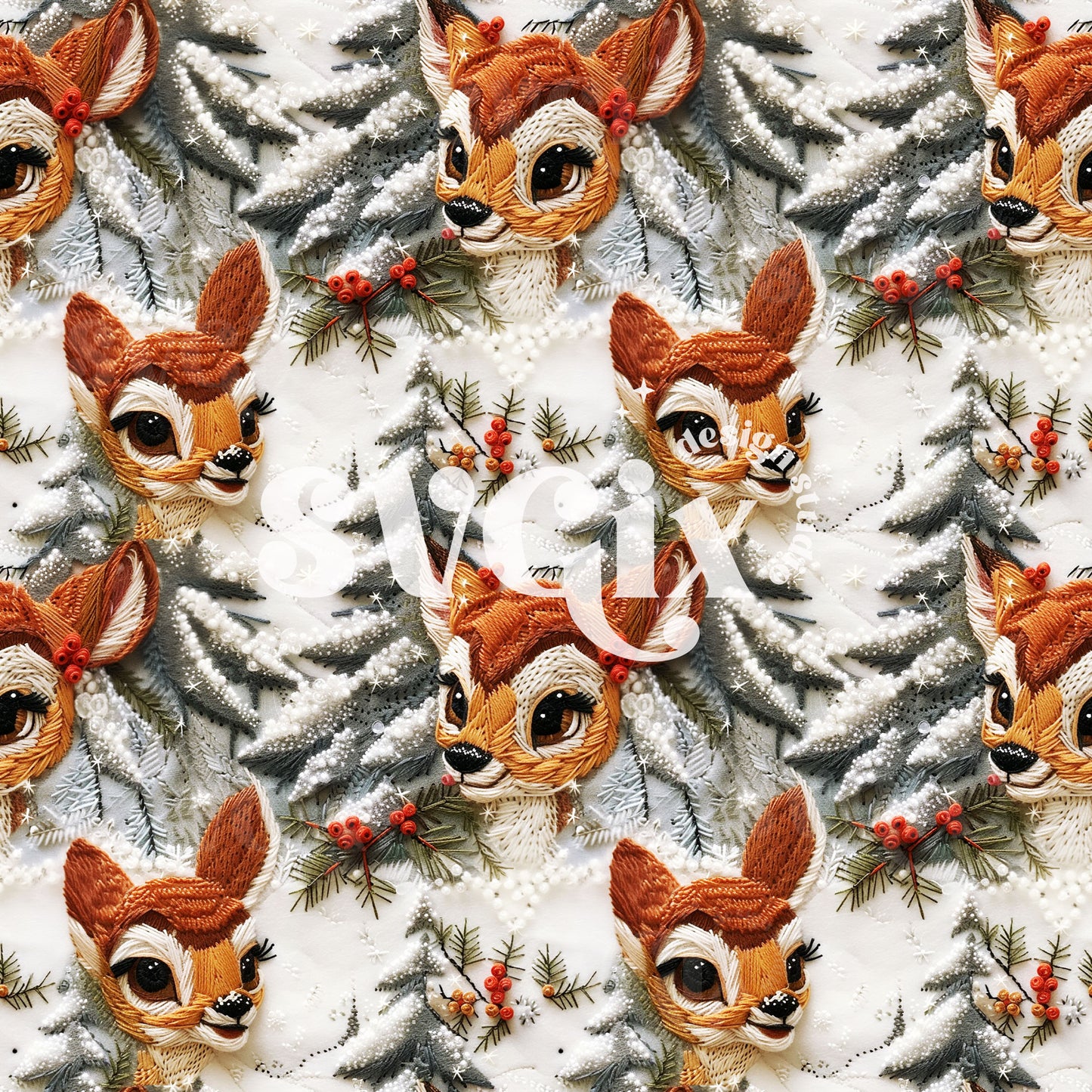 Christmas Deers Seamless Pattern