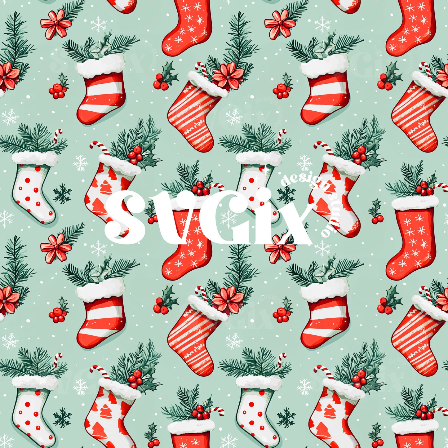 Christmas Stockings Seamless Pattern