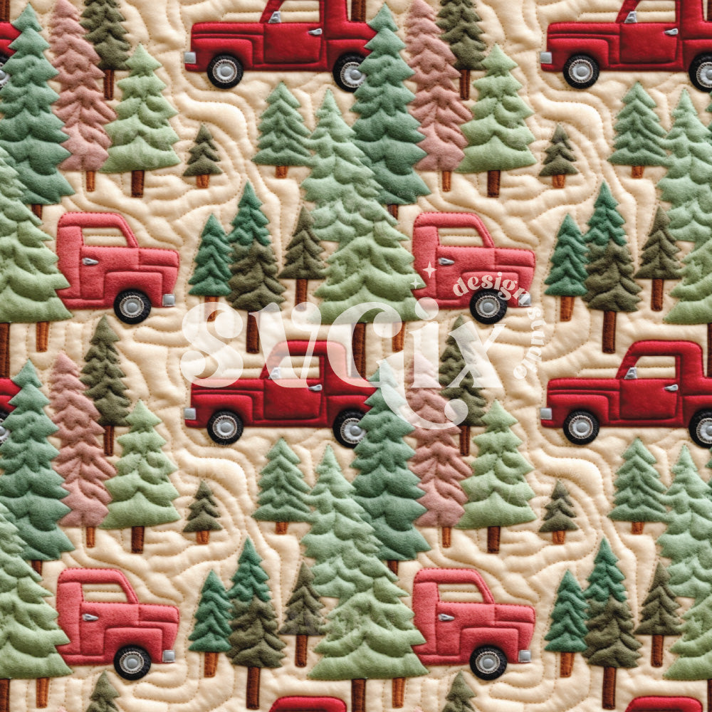 Christmas Trucks Gender Neutral Seamless Pattern