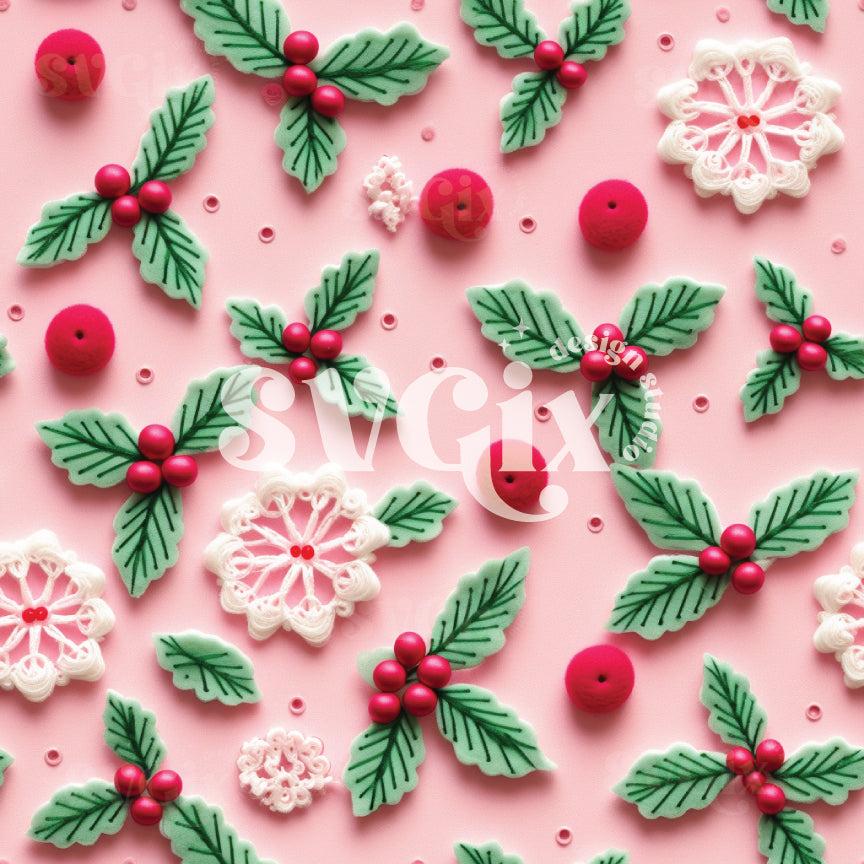 Christmas Holly Seamless Pattern Holly Seamless Pattern