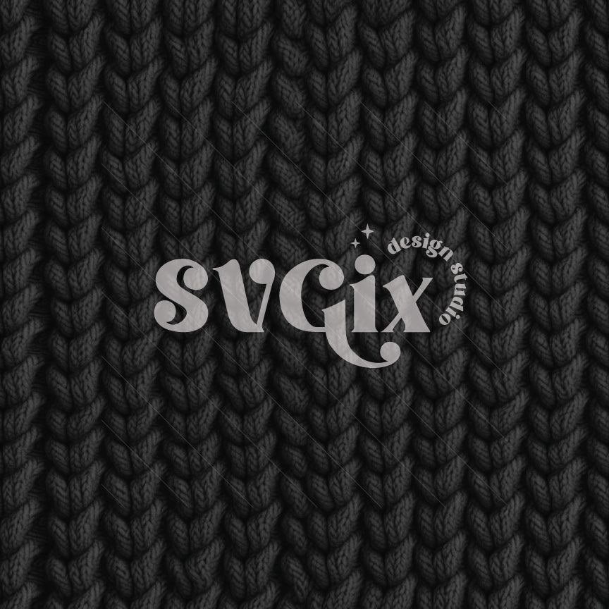 Chunky black Knit Seamless Pattern