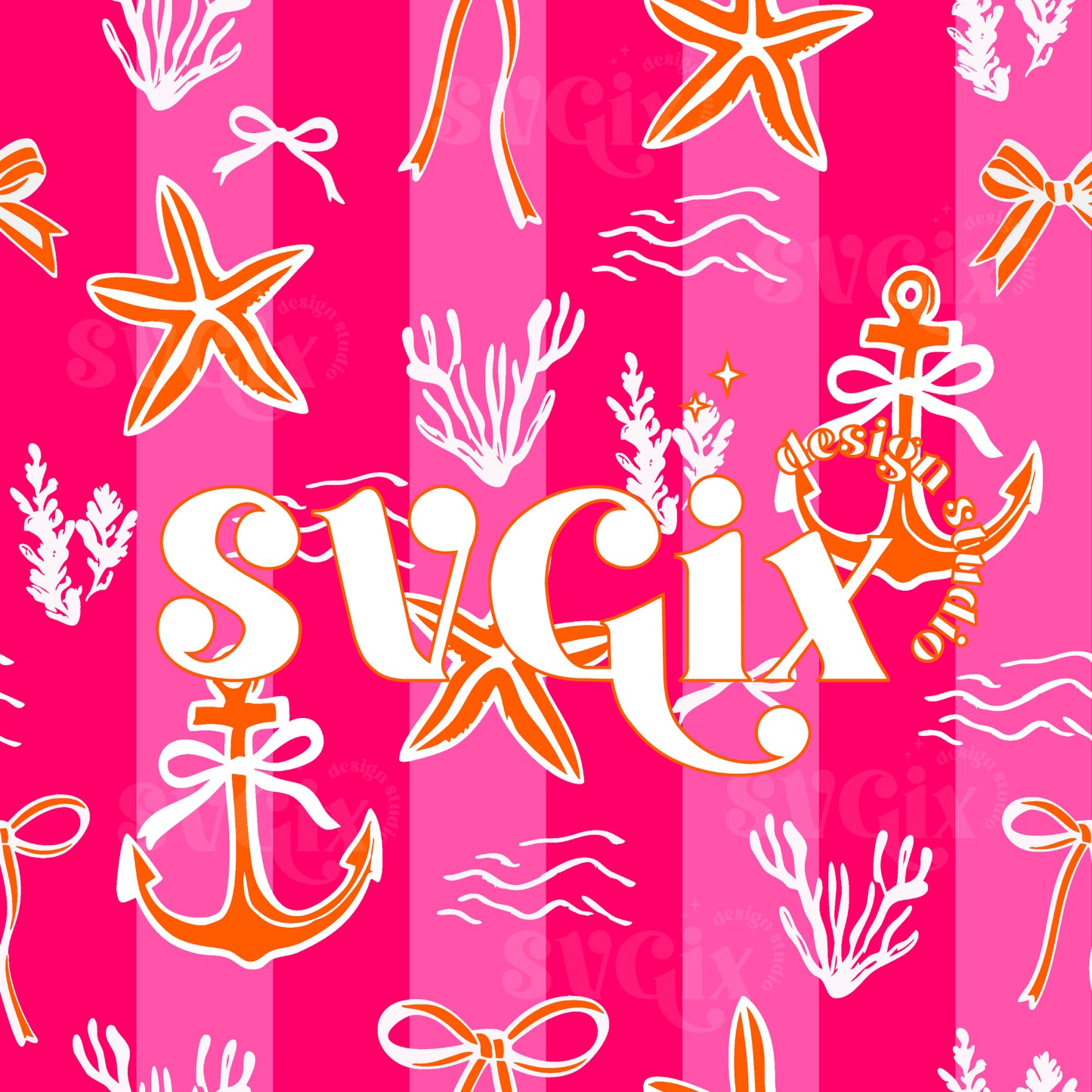 Coastal Neon Pink Seamless Pattern