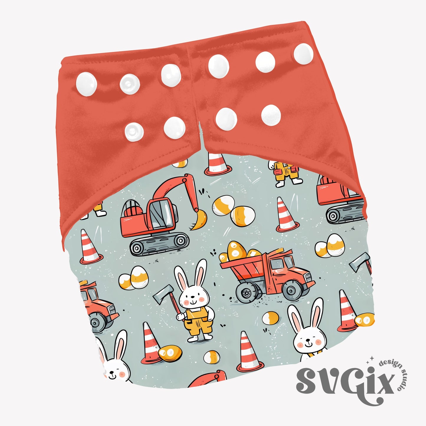 Construction Easter Bunnies Seamless Pattern