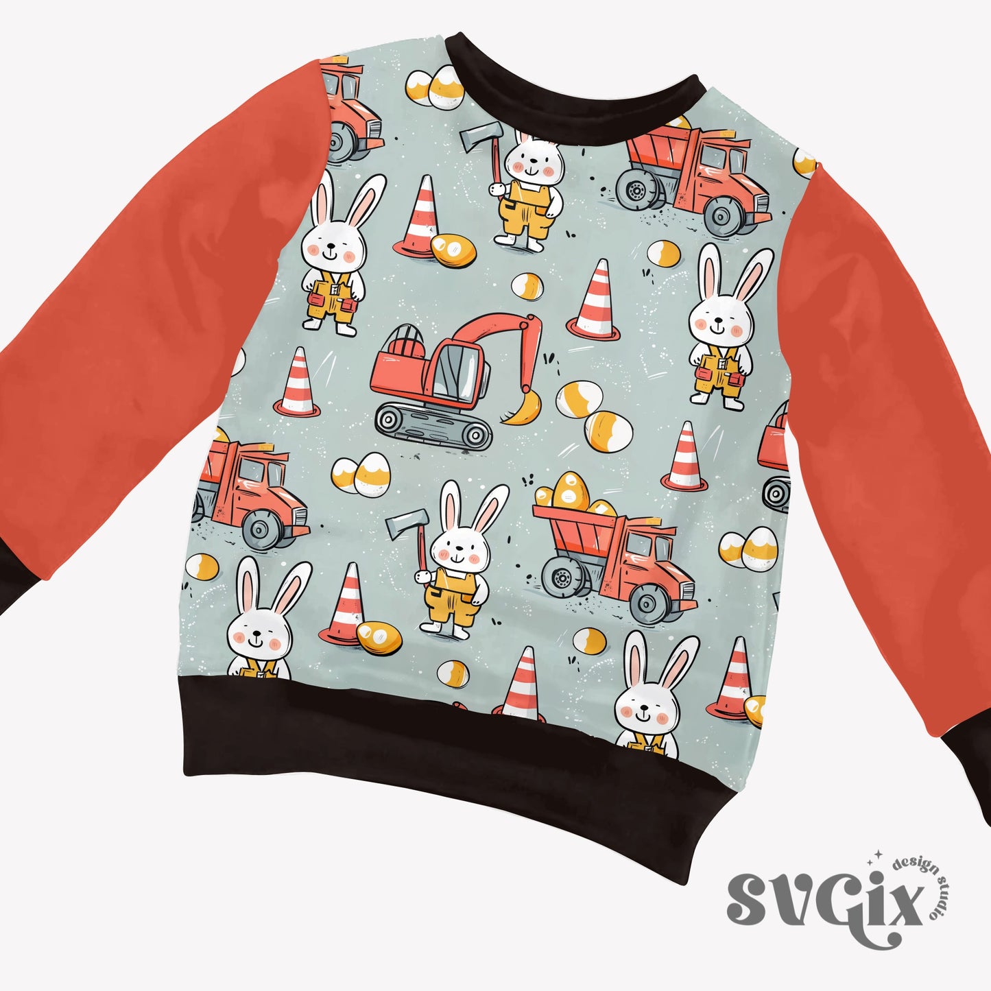 Construction Easter Bunnies Seamless Pattern