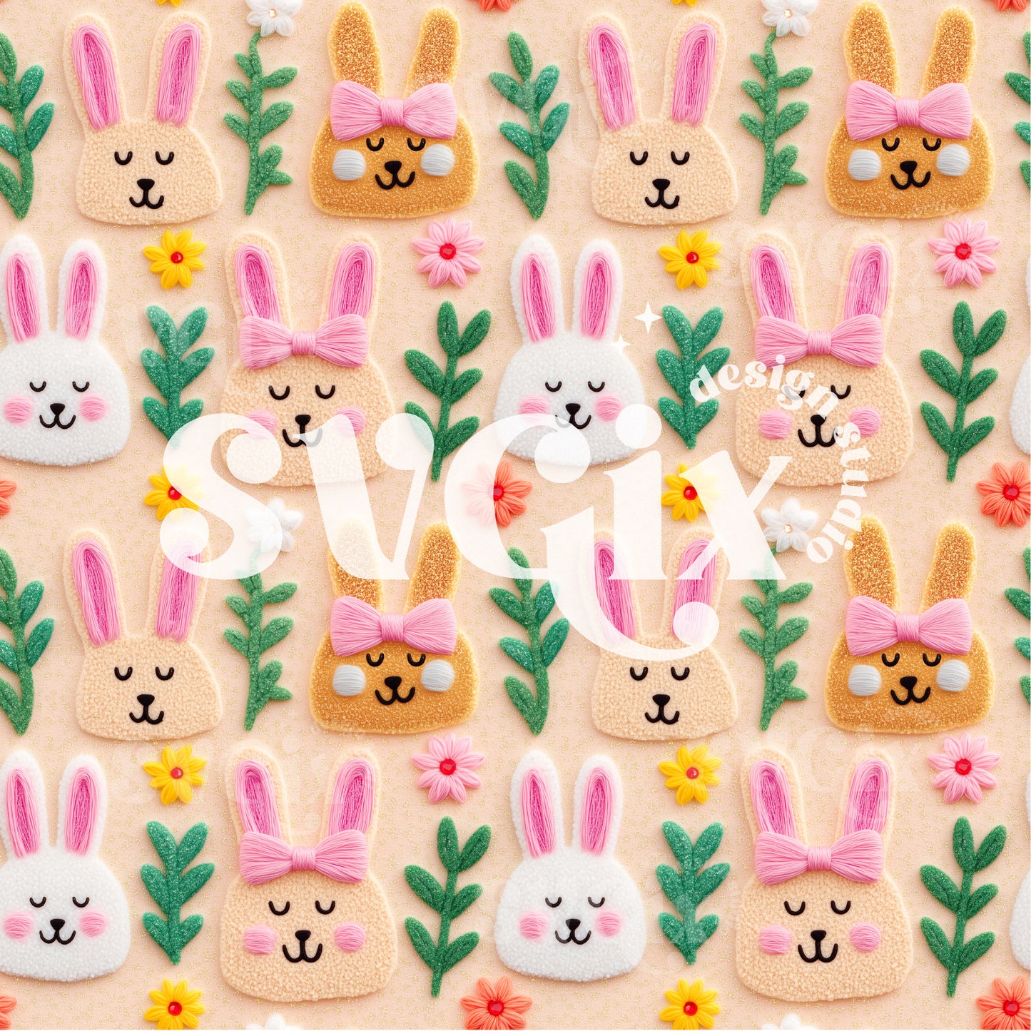 Coquette Bunnies Seamless Pattern by SVGix
