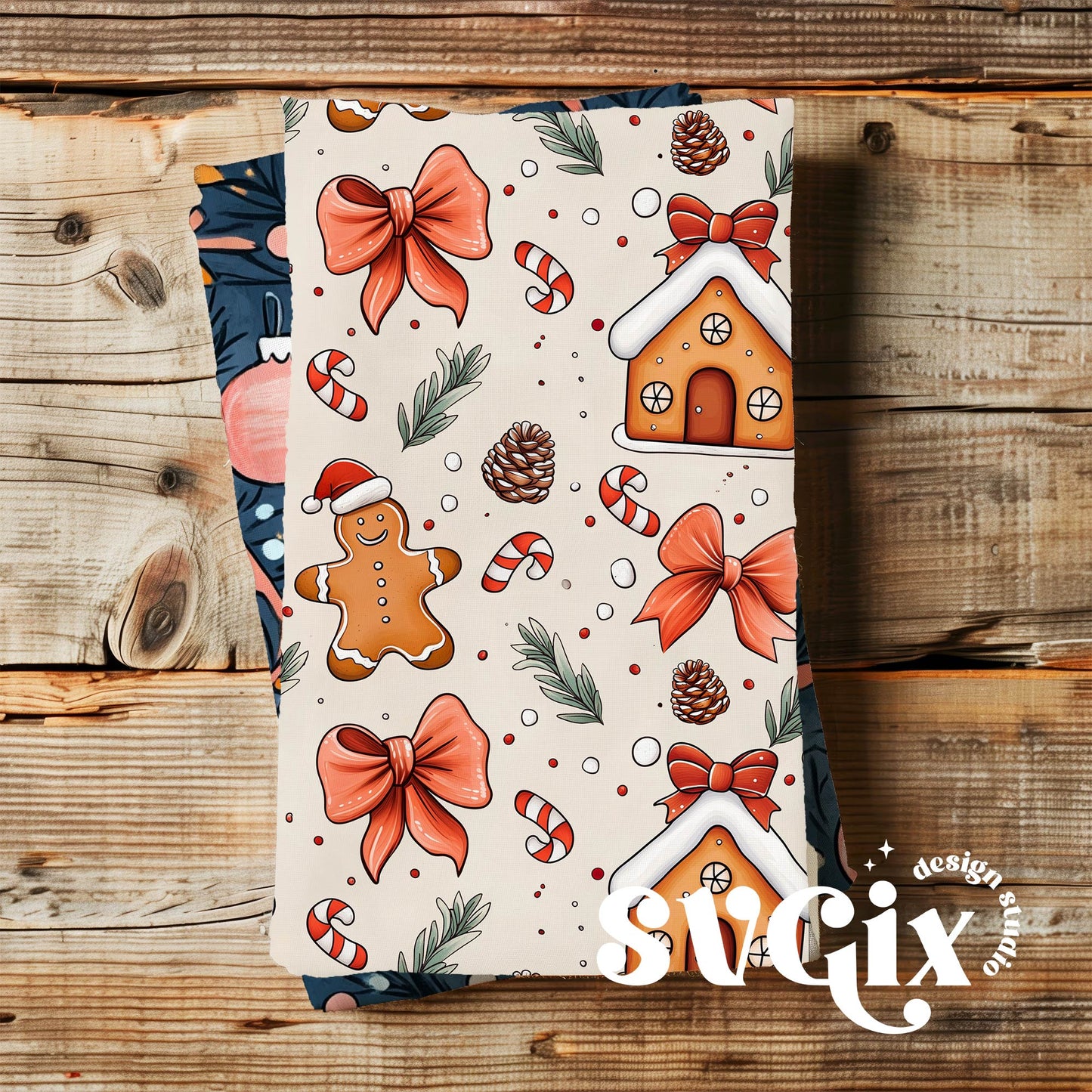 Coquette Gingerbread Houses Seamless Pattern