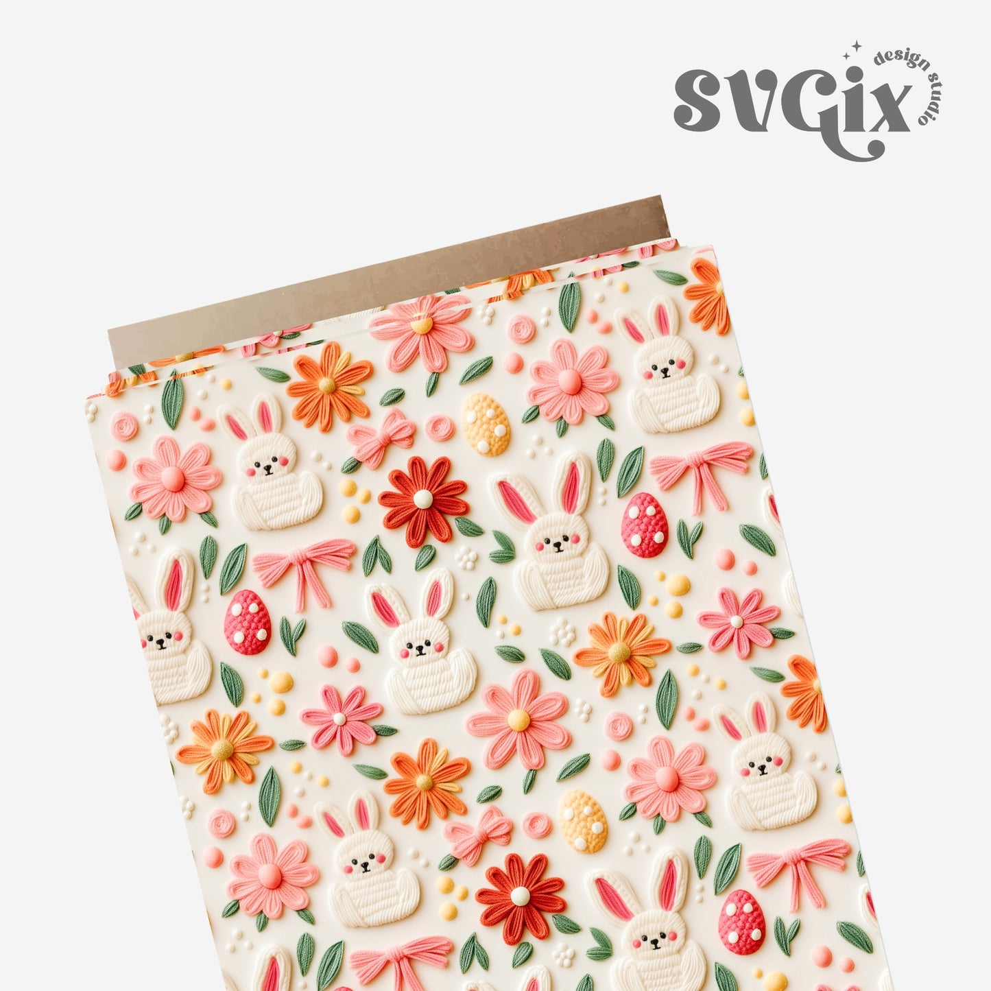 Coquette Floral Easter Bunnies Seamless Pattern
