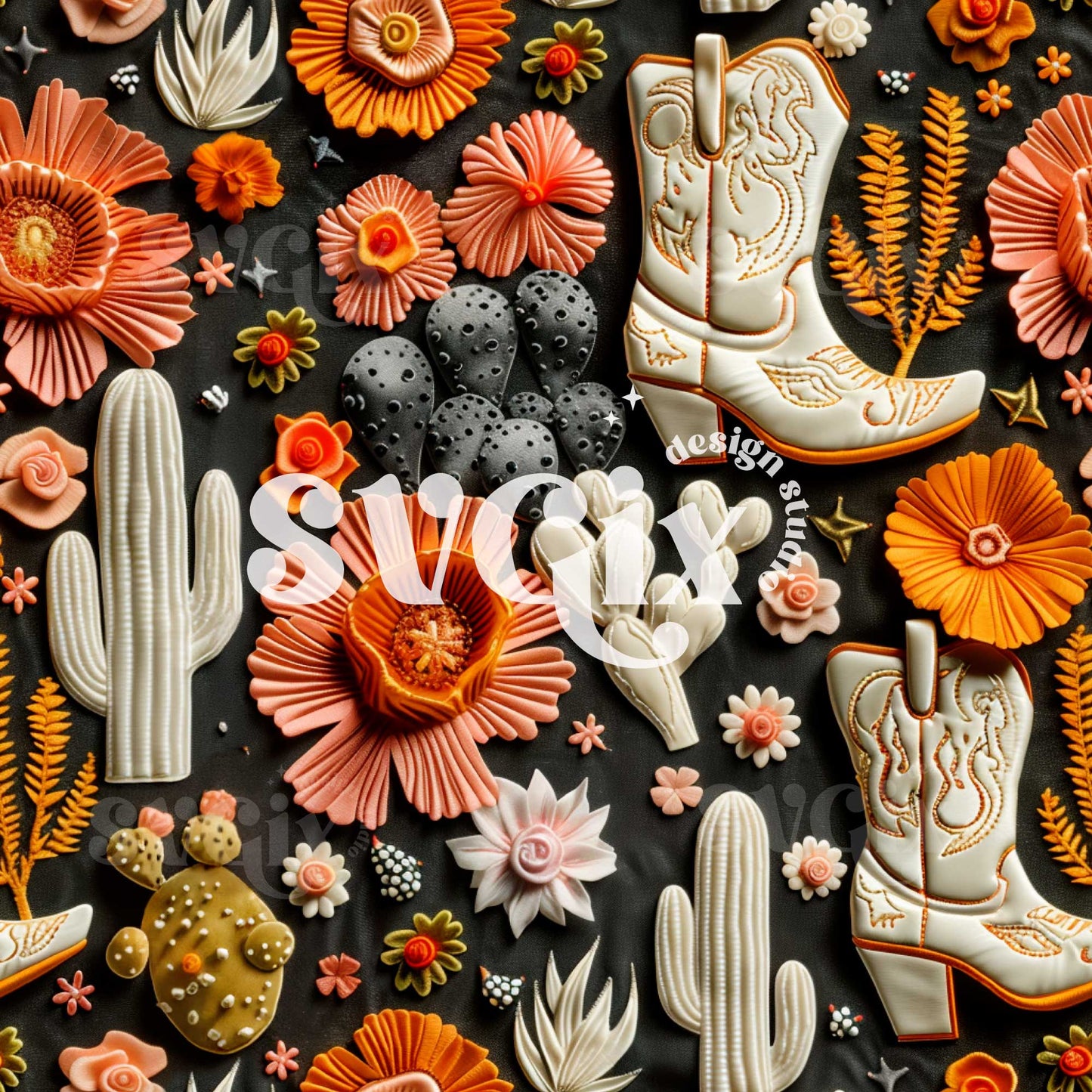 Cowgirl Boots Seamless Pattern