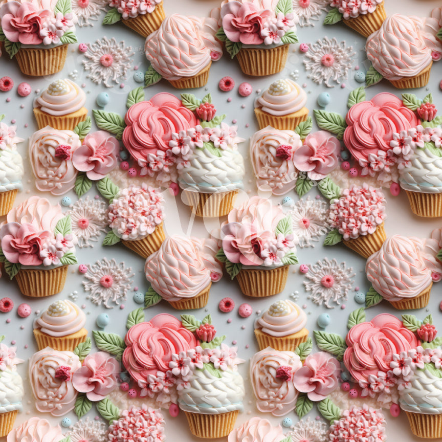 Cupcakes 3d Seamless Pattern