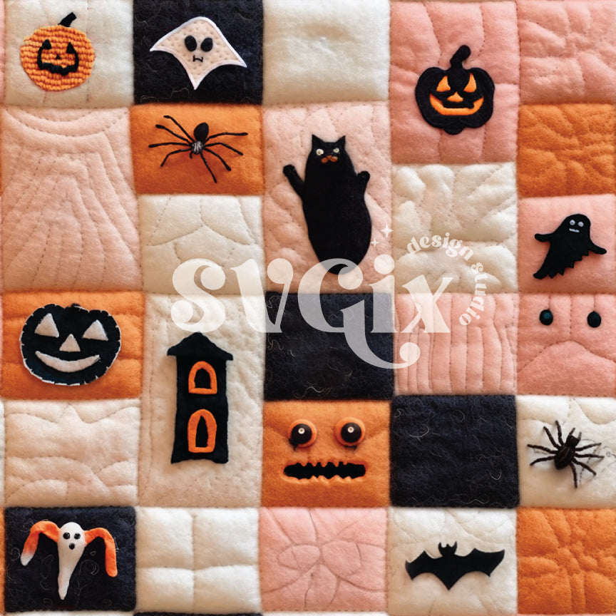 Cute Halloween Felt Quilt Seamless