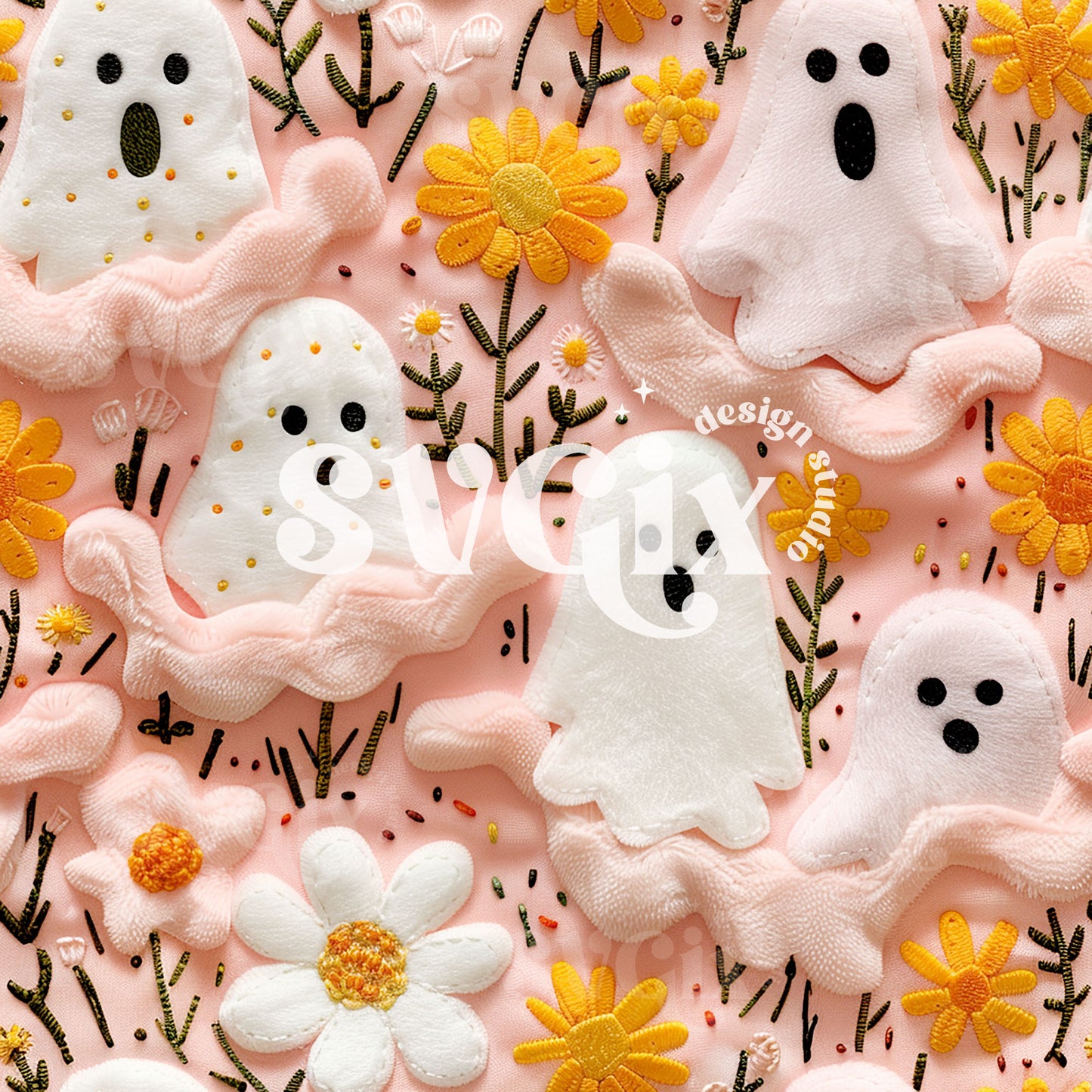Dreamy Ghosts Seamless Pattern