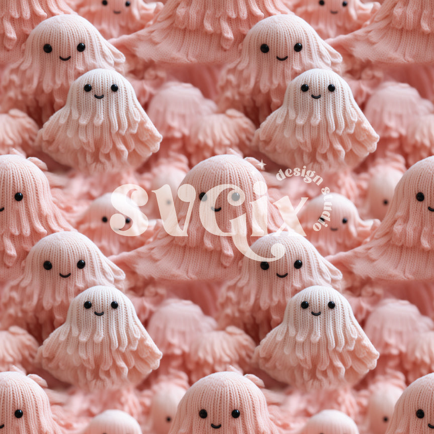 Dreamy Knit Ghosts Seamless Pattern
