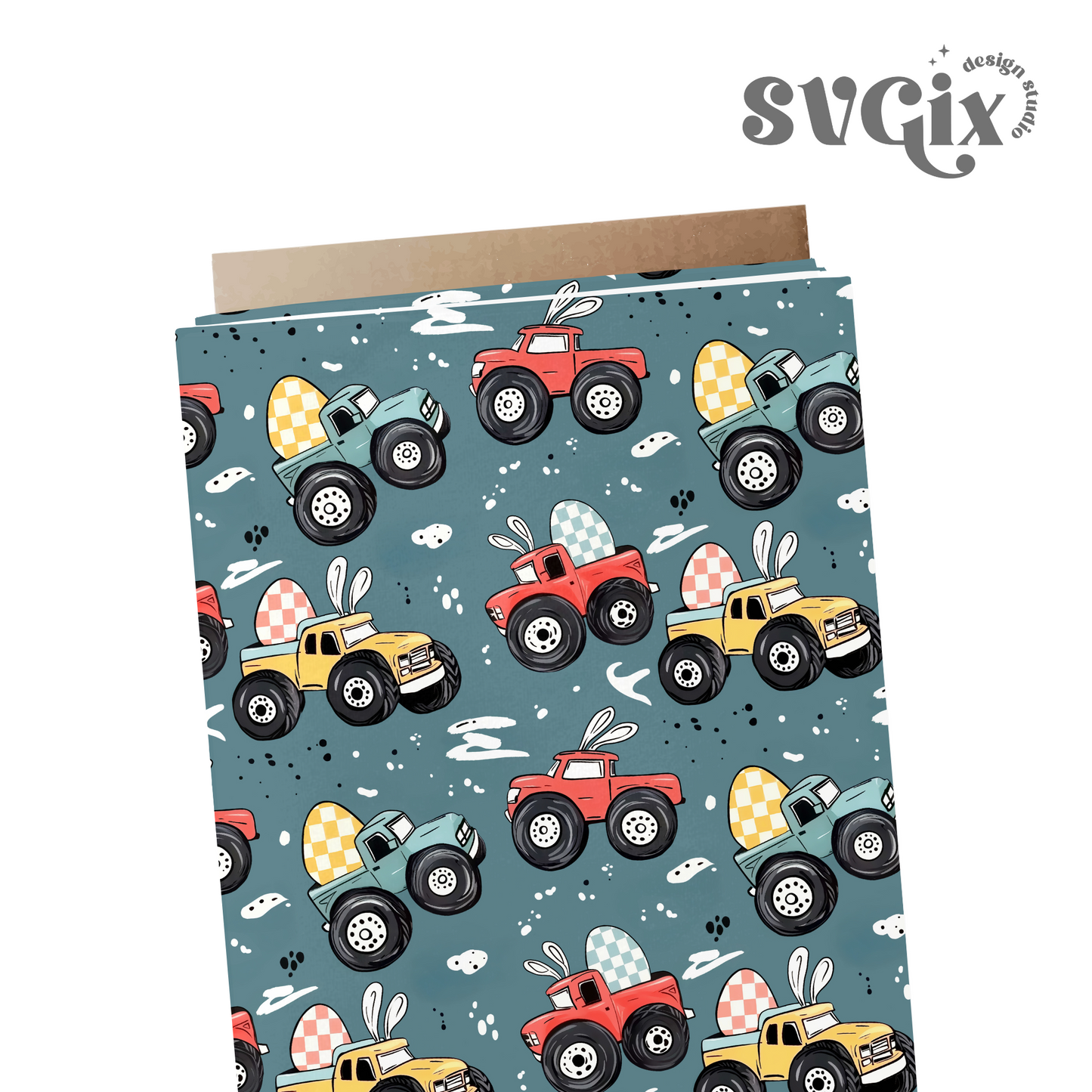 Easter Trucks II Seamless Pattern