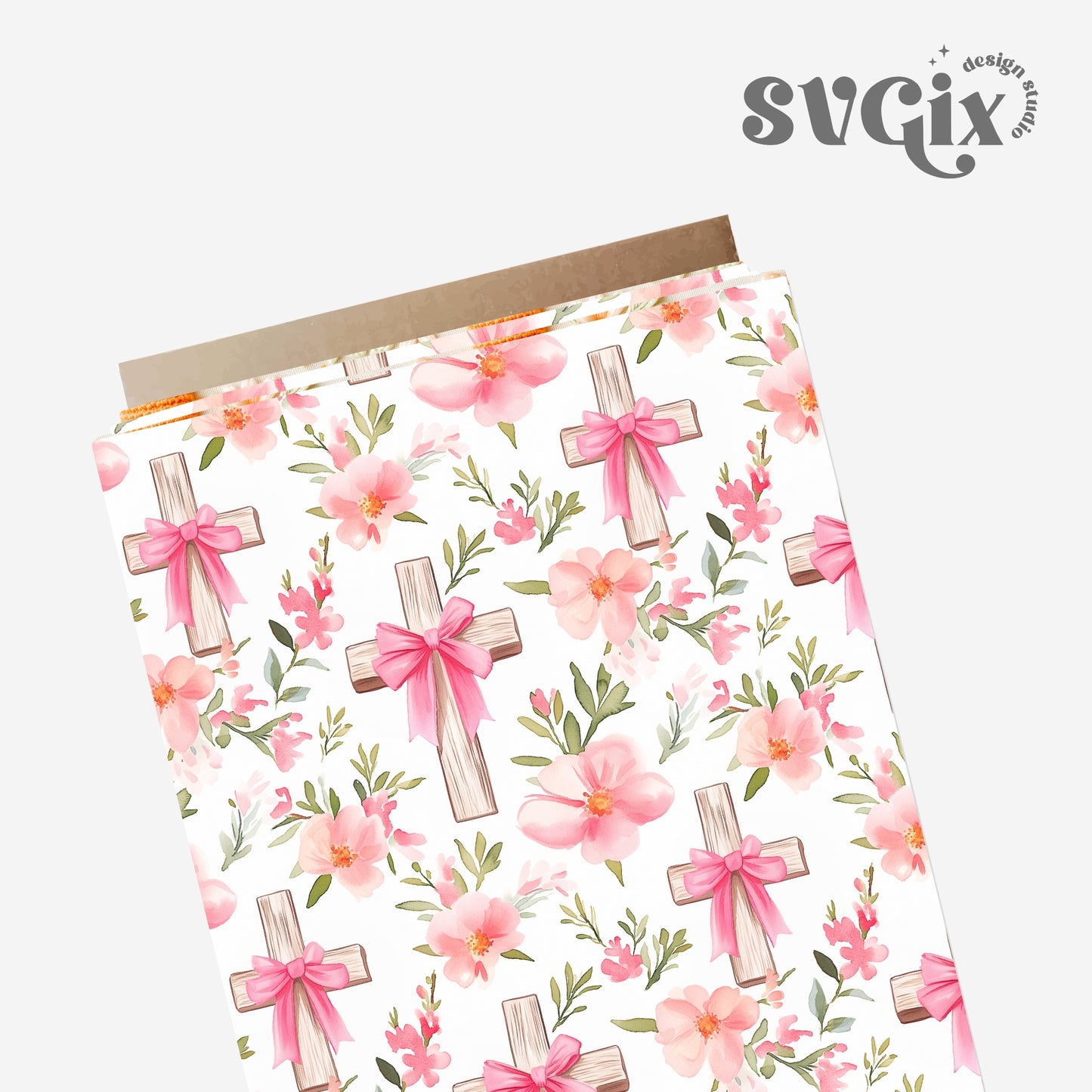 Easter Faith Cross Floral Seamless Pattern