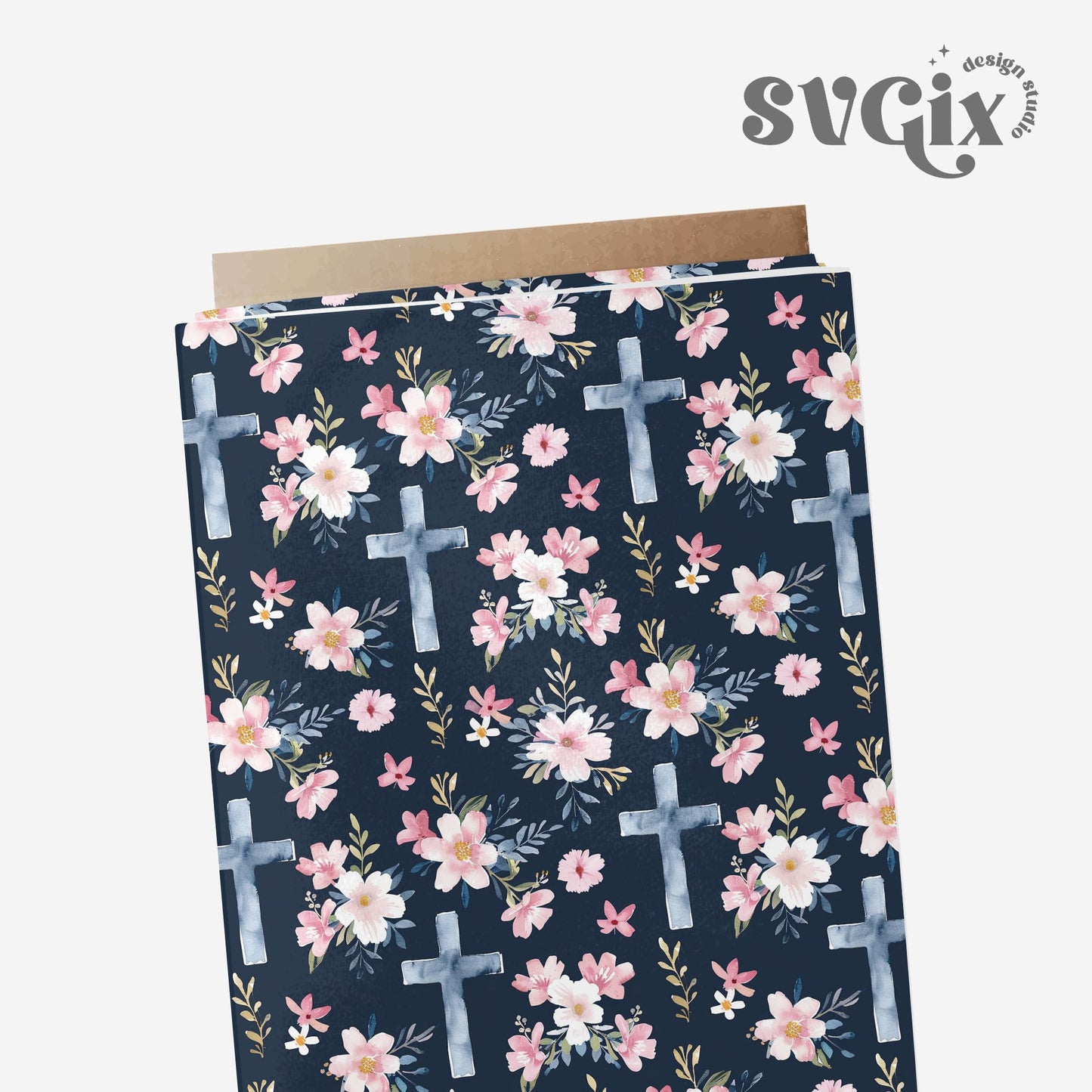 Easter Faith Cross Floral Seamless Pattern