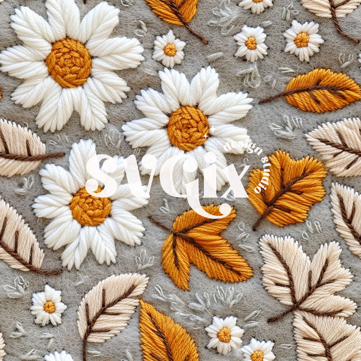 Fall Daises Seamless Pattern