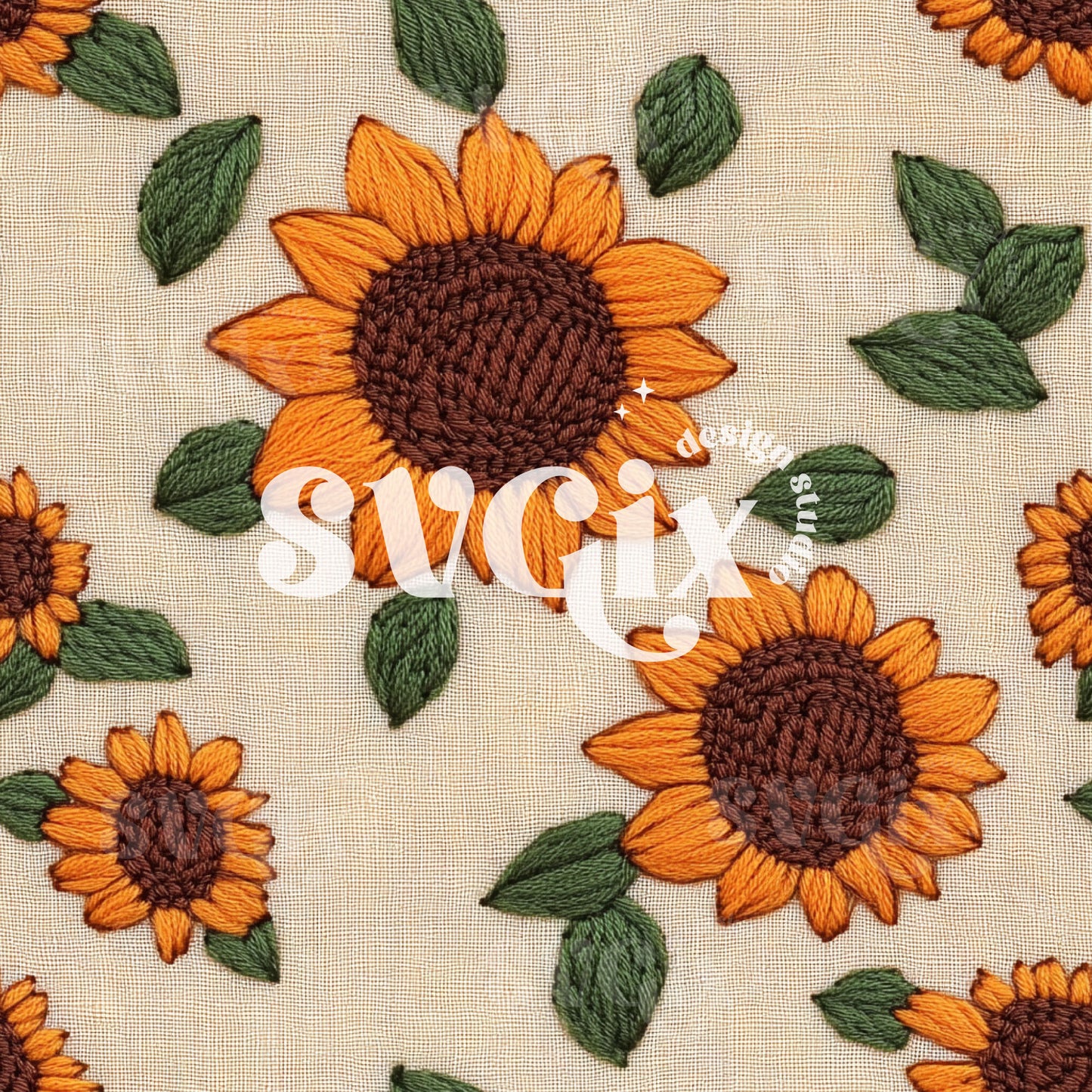 Fall Sunflowers Seamless Pattern