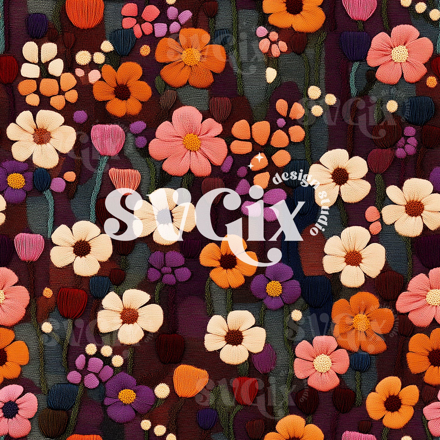 Fall Wildflowers Seamless Pattern