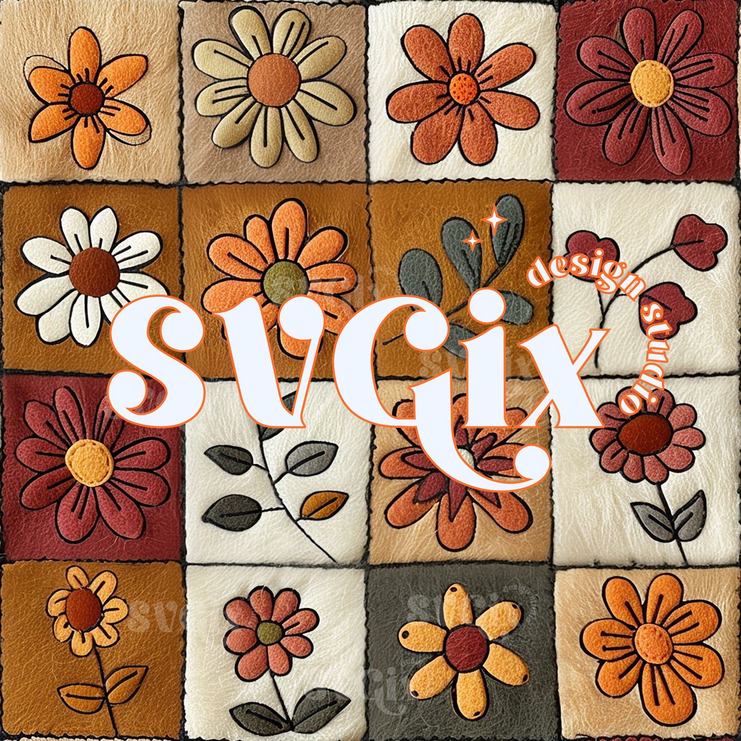 Fall Floral Quilt Seamless Pattern