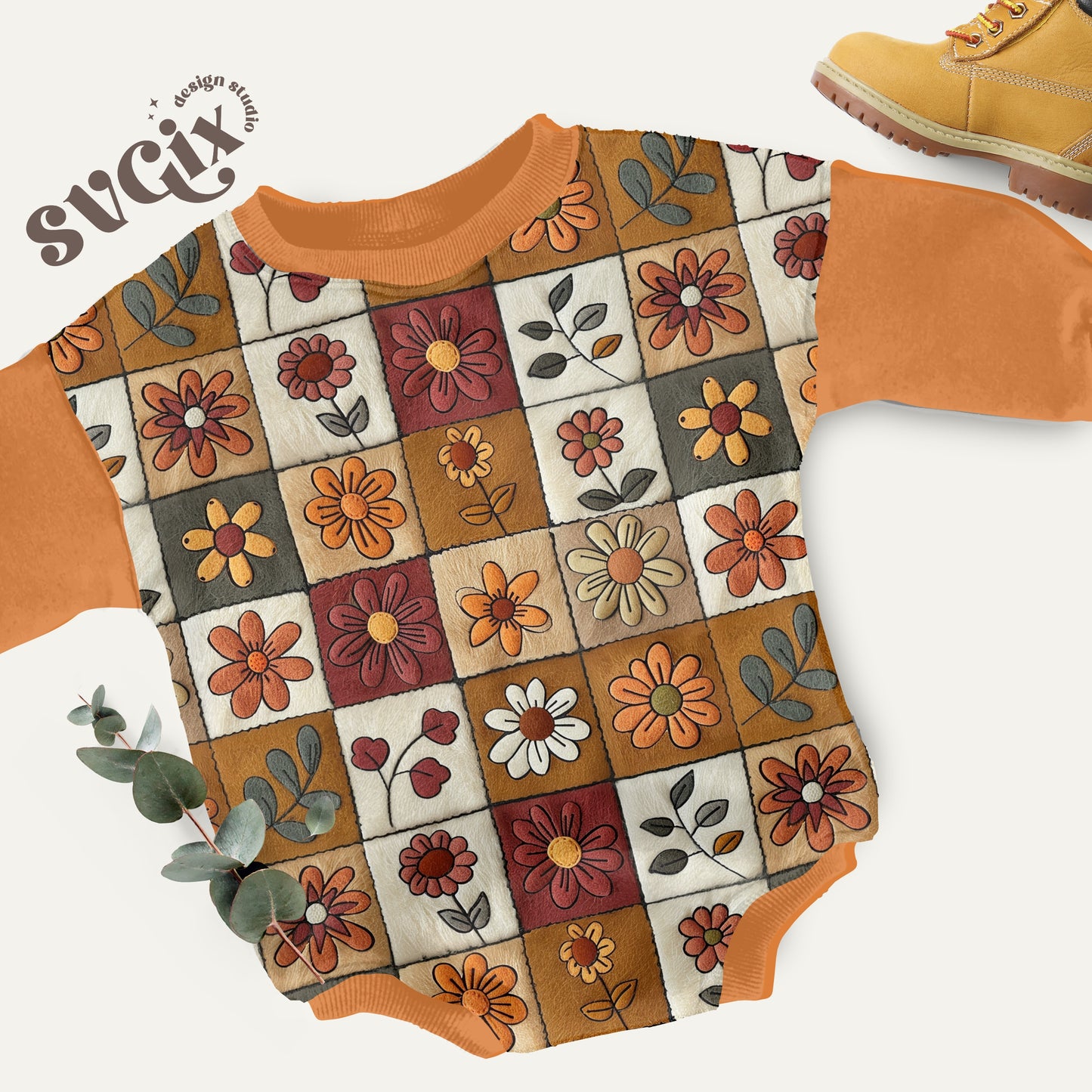 Fall Floral Quilt Seamless Pattern